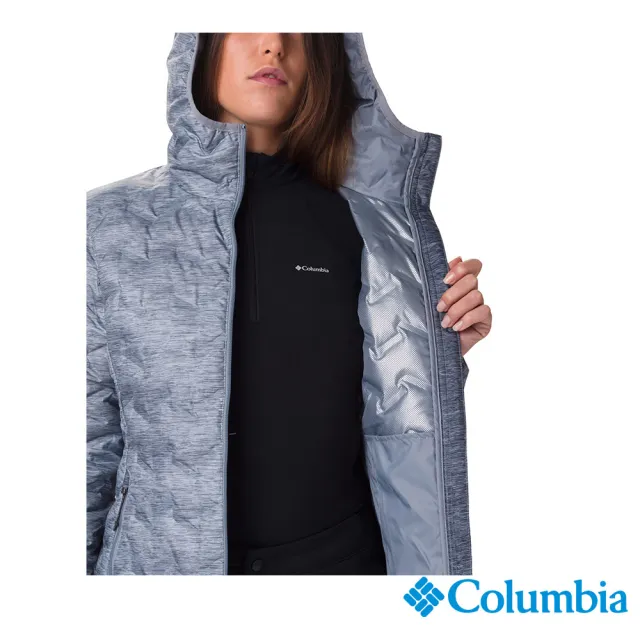 【Columbia 哥倫比亞 官方旗艦】女款-Delta Ridge™Omni-Heat鋁點保暖650羽絨連帽外套-花灰色(UWR02600HG/H