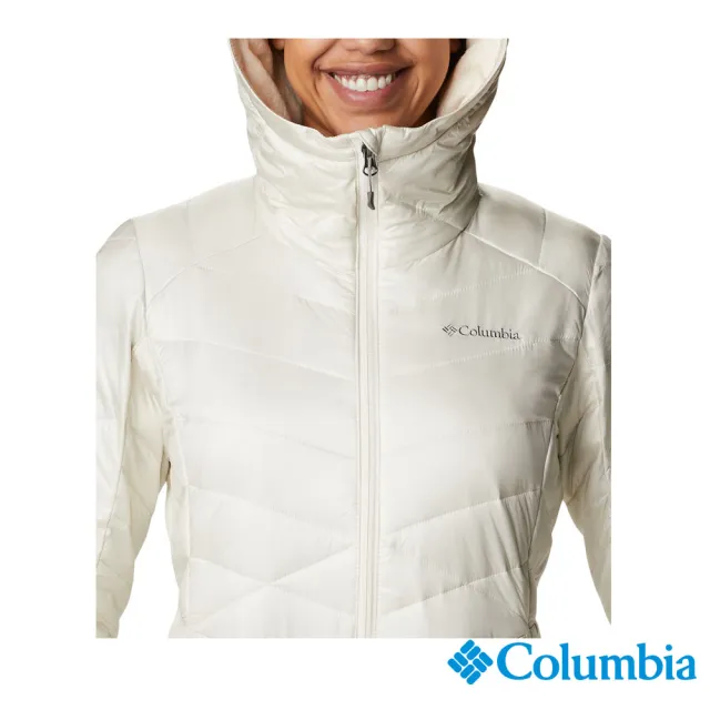 【Columbia 哥倫比亞 官方旗艦】女款-Joy Peak™金鋁點極暖防潑連帽外套-印花(UWR71020FW/HF)