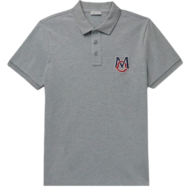 MONCLERMONCLER 男款 品牌刺繡LOGO 短袖POLO衫-灰色(M號、L號、XL號)