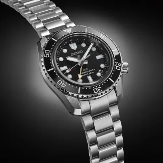 【SEIKO 精工】PROSPEX 黑標 三日鍊 陶瓷圈 GMT潛水機械錶(6R54-00D0D／SPB383J1)