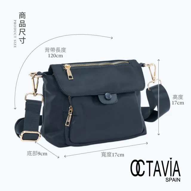 【OCTAVIA 8】雙11 OCTAVIA 8 - 袋蓋系之一  雙層輕量尼龍隨身肩斜背小包- 釦子黑