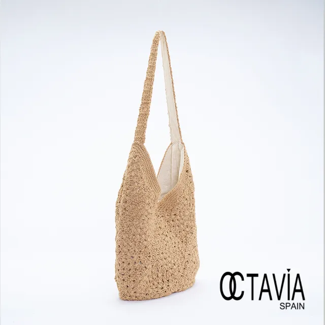 【OCTAVIA 8】雙11 亞碧斯 手工棉線編織蛋型休閒肩背包 - 歐草棕(渡假包 仿草編包)