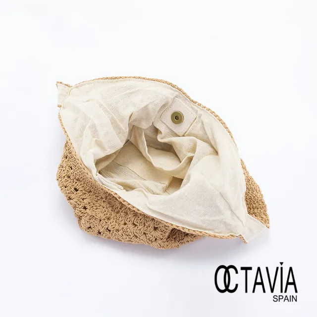 【OCTAVIA 8】亞碧斯 手工棉線編織蛋型休閒肩背包 - 歐草棕(渡假包 仿草編包)