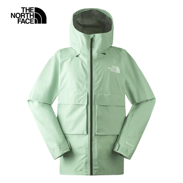 The North Face 北面男款綠色防水透氣舒適保暖連帽衝鋒衣｜82V9I0G