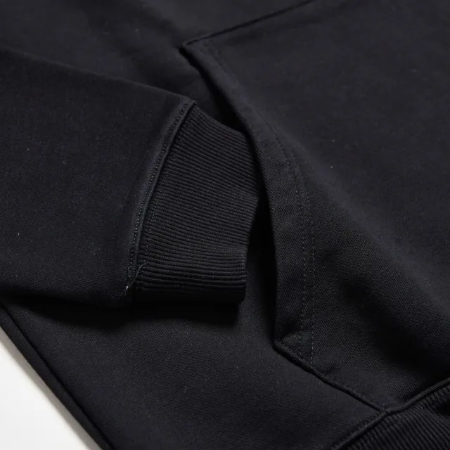 【EDWIN】男女裝 東京散策系列 美味燒肉連帽長袖T恤(黑色)