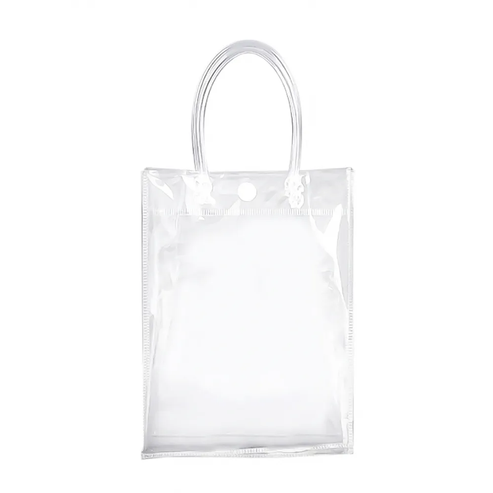 【小麥購物】透明手提袋 中款(手提袋 購物袋 塑膠袋 禮物袋 禮品 包裝 包裝袋 卡扣袋 禮物)