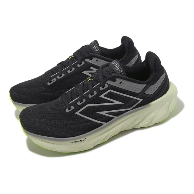 NEW BALANCE 慢跑鞋 Fresh Foam X 1080 V13 2E 寬楦 男鞋 黑 螢光黃 厚底 運動鞋 NB(M1080H13-2E)