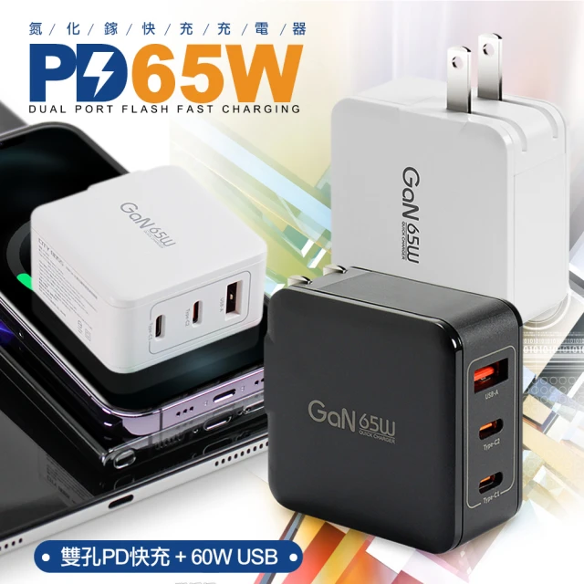 CITY 65W GaN 迷你氮化鎵PD+QC 三孔1A2C 快速充電器for iphone15 pro系列