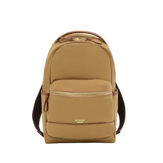 【KINAZ】輕盈纖型牛皮配皮尼龍手提後背包-亞麻芥黃-深色學院系列