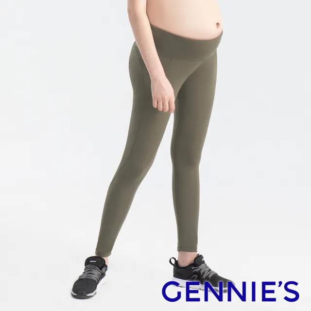 【Gennies 奇妮】FITNESS蜜桃輕托運動褲-綠(孕婦褲 彈力褲 韻律褲 修身 機能布)
