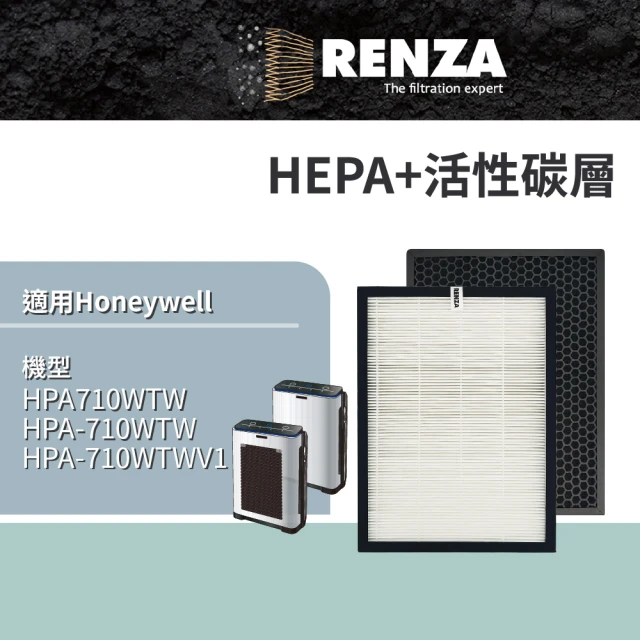 【RENZA】適用Honeywell HPA-710WTW HPA-710WTWV1 HPA-710 空氣清淨機(HEPA濾網+活性碳濾網 濾芯)