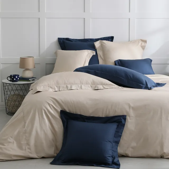 【Simple Living】天絲入棉素色四件式被套床包組 摩卡金(雙人 福爾摩沙)