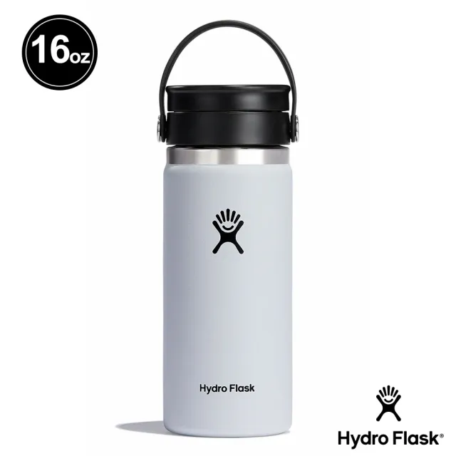 【Hydro Flask】16oz/473ml 寬口旋轉咖啡蓋保溫杯(經典白)(保溫瓶)