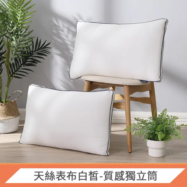 【MIT iLook】買1送1 頂級日本3D多功能 天絲獨立筒枕(白/深藍)