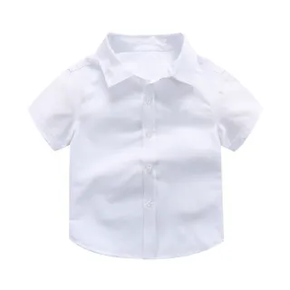 【橘魔法】男童純白襯衫 (短袖上衣 表演 畢業典禮 男童 襯衫 花童)