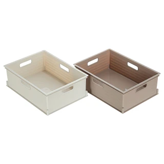 【KEYWAY 聯府】森本收納盒11.5L-2入 米色/咖啡色(堆疊收納 整理盒 置物盒 MIT台灣製造)