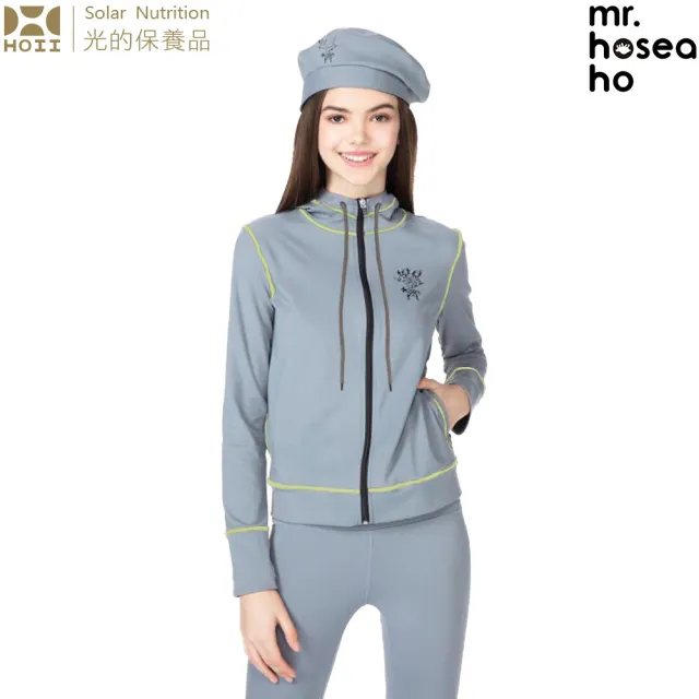 【HOII】MR.HOSEA HO 撞色風格連帽外套★灰色(時尚機能防曬涼感抗UPF50抗UV機能布)