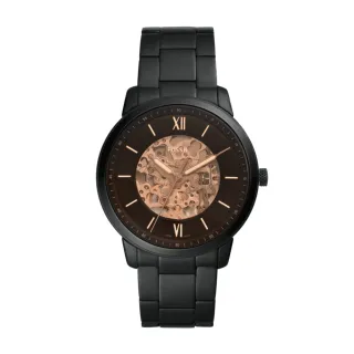 【FOSSIL 官方旗艦館】Neutra 深棕色鏤空錶盤自動機械 不鏽鋼錶帶 手錶 44mm ME3183