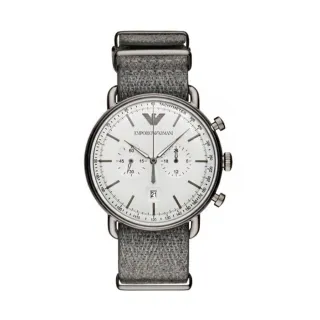 【EMPORIO ARMANI】時尚編織商務休閒防水石英男士腕錶(AR11240)