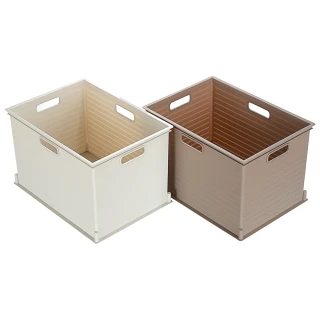 【KEYWAY 聯府】森本深型收納盒23L-2入 米色/咖啡色(堆疊收納 整理盒 置物盒 MIT台灣製造)