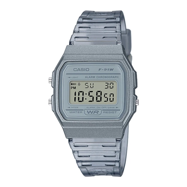 【CASIO 卡西歐】果凍材質系列 電子錶 小巧簡約錶面 樹脂錶帶 防水 LED照明(F-91WS-8)