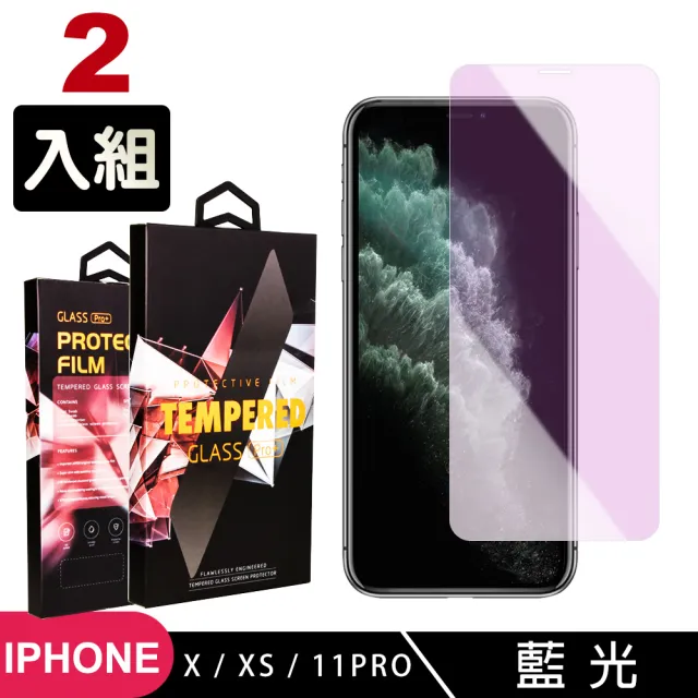 IPhone11PRO X XS 高品質9D玻璃鋼化膜藍光保護貼玻璃貼(2入IPHONEX保護貼)