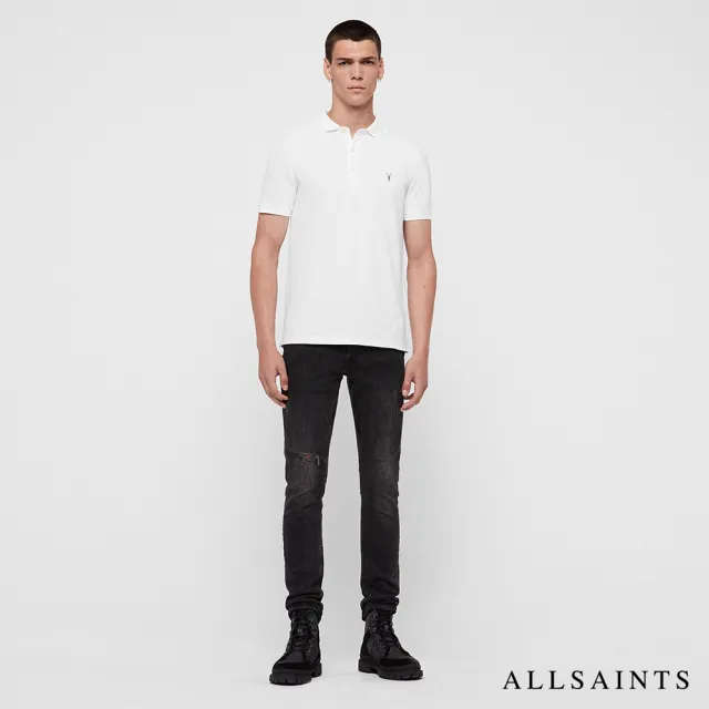 【ALLSAINTS】REFORM 素面公羊頭骨刺繡純棉短袖POLO衫-白 MD051H