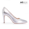 【MISWEAR】女-跟鞋-BRENDA ZARO 真皮波浪紋高跟鞋-銀色