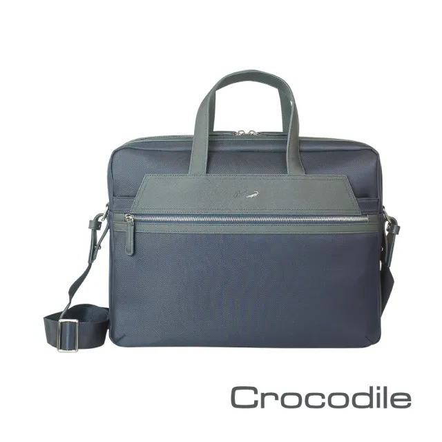 【Crocodile】雙11 鱷魚皮件 鱷魚皮件 防潑水 公事包 0104-08007-黑藍兩色(Wind 2.0 布配皮系列)