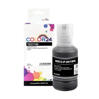 【Color24】for EPSON T03Y100/127ml 黑色防水相容連供墨水(適用 L4150/L4160/L6170/L6190/L14150)