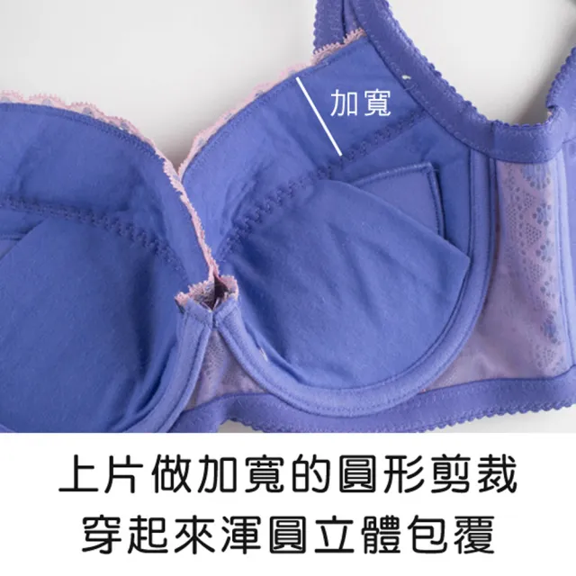 【玉如阿姨】包覆2件組B.C.D罩 甜戀果漾內衣※0456紫+水藍(機能型-調整型-渾圓-包覆-包副乳-台灣製)