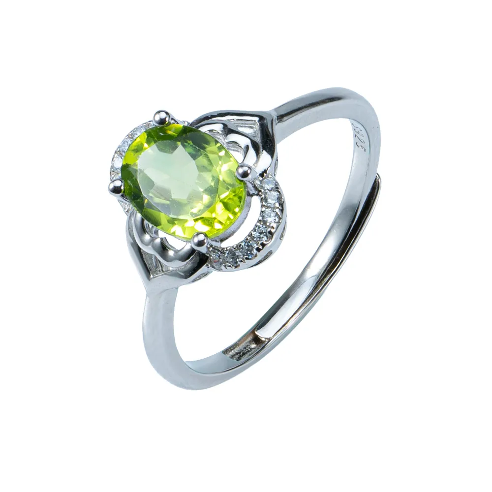 【K.D.J 圓融珠寶】天然橄欖石爪鑲戒指