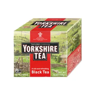 【英國泰勒茶Taylors】Yorkshire Tea約克夏紅茶裸包-紅牌3.125gx80入x1盒(鮮奶蜂蜜果露或檸檬增加茶香氣)