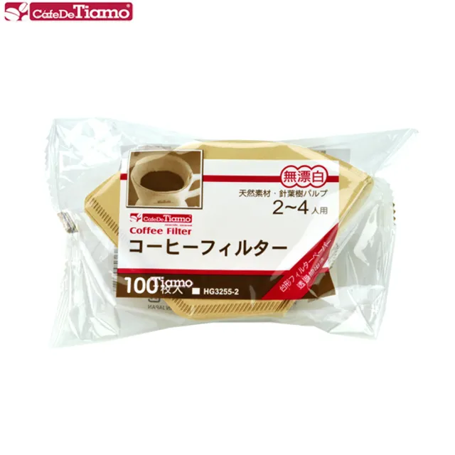 【Tiamo】102無漂白咖啡濾紙2-4人100枚*3袋(HG3255-2)