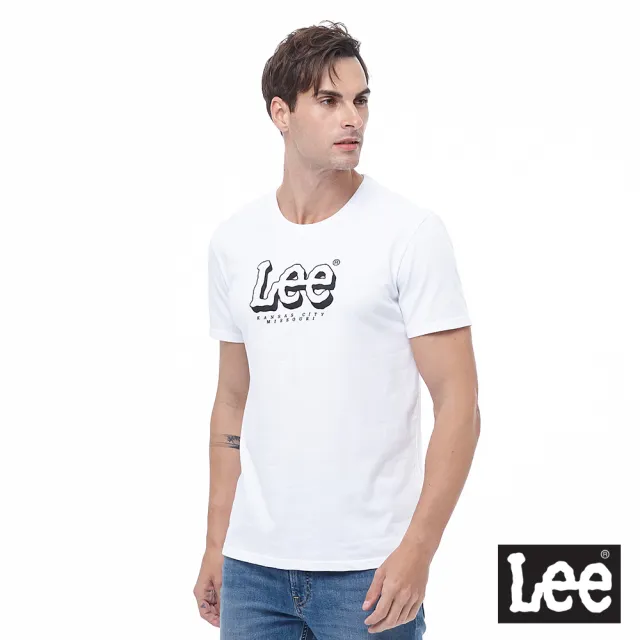 【Lee 官方旗艦】男裝 短袖T恤 / 立體LOGO印花 清新白 標準版型(LL200129K14)
