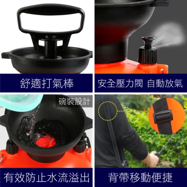 【新錸家居】8L氣壓式肩背灑水器/噴霧器-升級2桿組(手提噴壺 澆花器 洗車 澆水壺 噴水壺 噴霧瓶 消毒噴灑)
