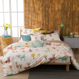 【HongYew 鴻宇】300織美國棉 兩用被床包組-森林派對(雙人)