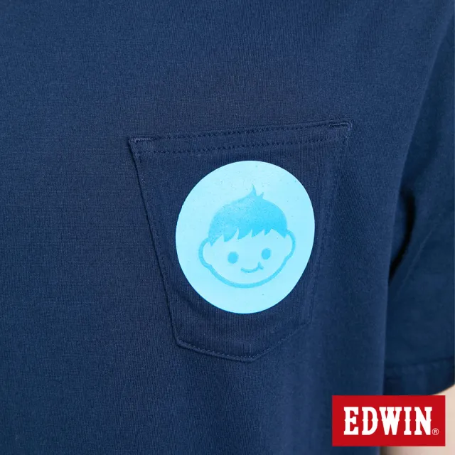 【EDWIN】男裝 超市 低糖優酪乳口袋短袖T恤(丈青色)