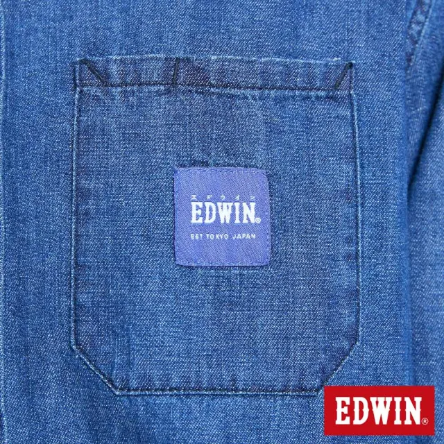 【EDWIN】男裝 EFS 貼袋式牛仔襯衫(原藍磨)