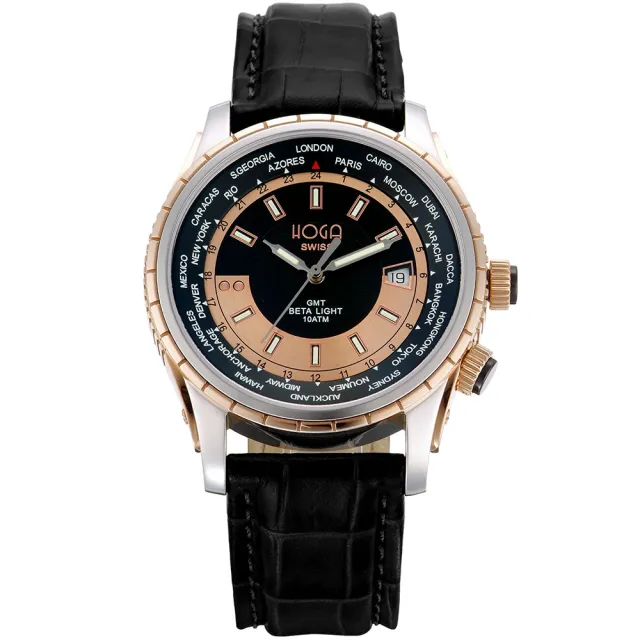 【HOGA】世界旅程GMT氚氣機械錶(兩色選擇-46mm)
