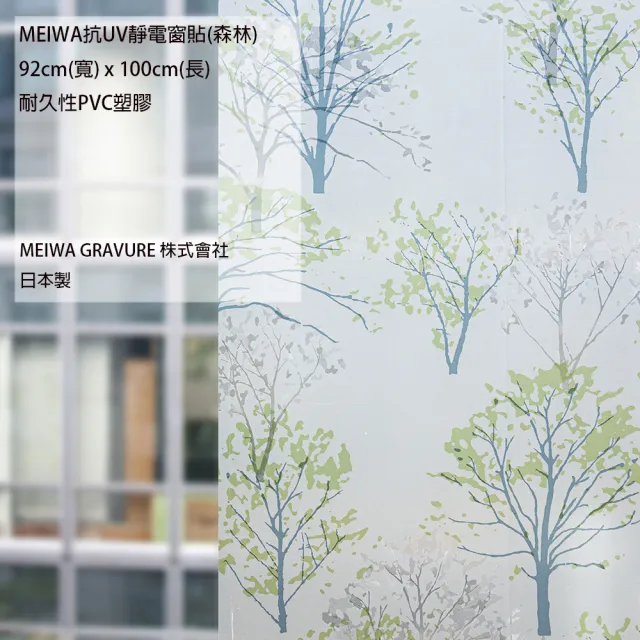 【MEIWA】日本製 明和抗UV窗貼 壁貼-森林92*100CM(隔熱 省電 隱密 美化)