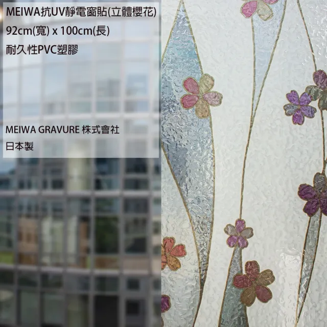 【日本meiwa】明和阻隔UV窗貼-立體櫻花92*100CM(隔熱 省電 隱密 美化)