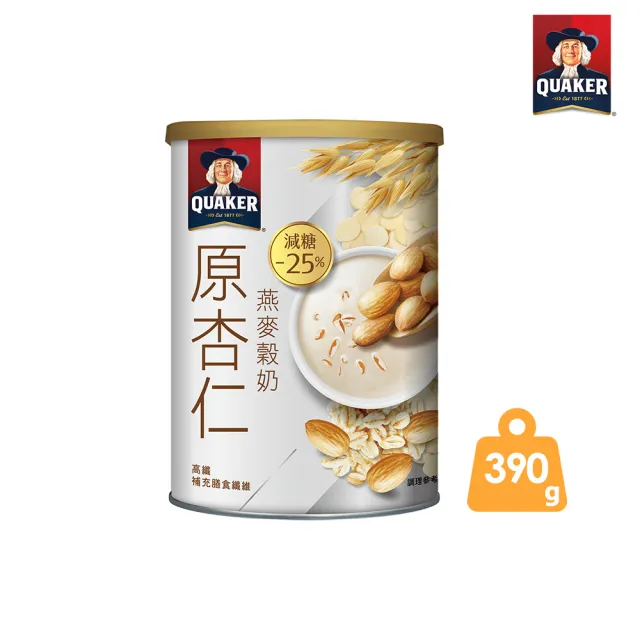 【QUAKER 桂格】原杏仁燕麥穀奶390gx3罐