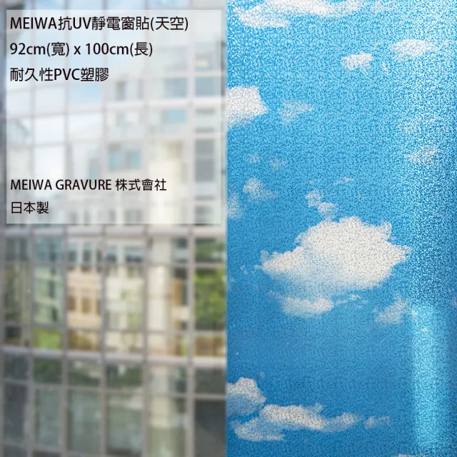 【日本meiwa】明和阻隔UV窗貼-天空92*100CM(隔熱 省電 隱密 美化)