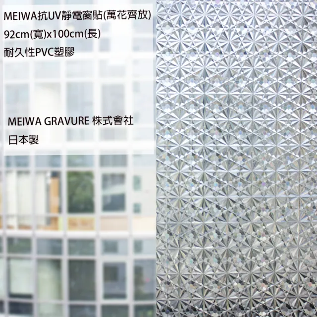 【日本meiwa】明和阻隔UV窗貼-萬花齊放92*100CM(隔熱 省電 隱密 美化)