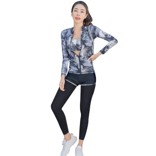 【AS 梨卡】泳衣 泳裝 比基尼 多件式 五件式 長袖防曬 拉鍊外套 潛水服 衝浪衣CR658