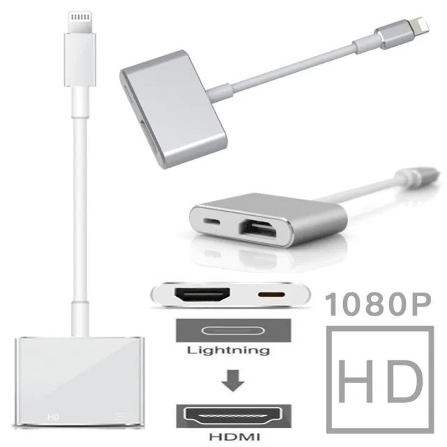 【AILEC】iPhone Lightning 轉HDMI 數位影音轉接線 鋁合金版(蘋果 APPLE 手機高清影像輸出加充電)