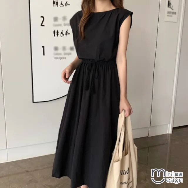 【Mini 嚴選】現貨 無袖收腰長版連身裙(三色)