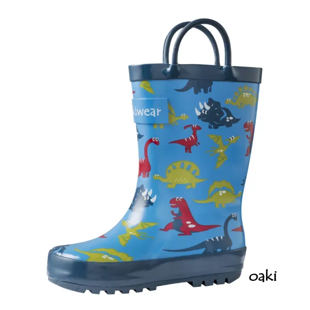 【美國 OAKI】兒童提把雨鞋(11521 藍恐龍)