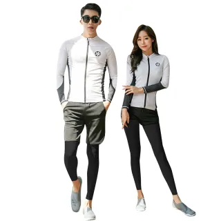 【AS 梨卡】泳衣 泳裝 比基尼 多件式 情侶款 印花 圖騰 長袖 防曬 衝浪衣 潛水衣 五件式泳衣CR566